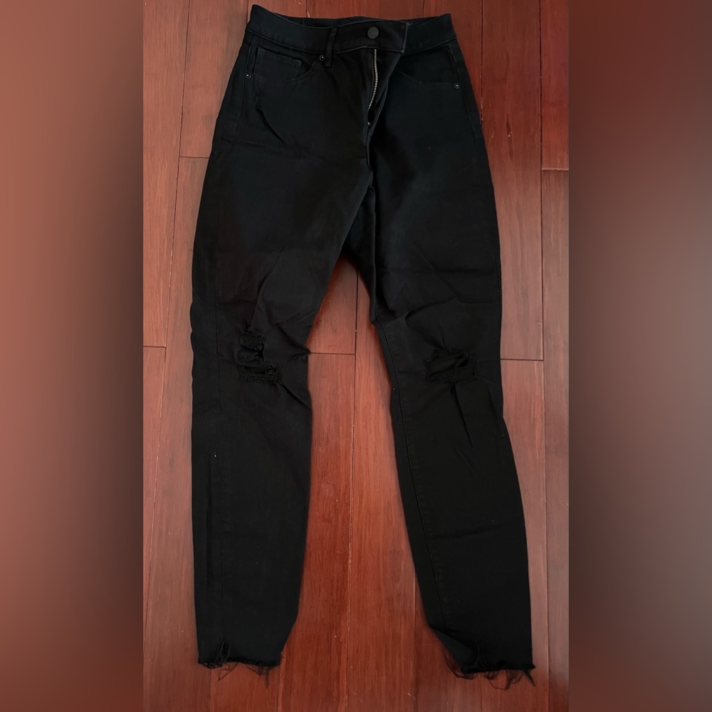 Express Black Denim Jeans 8 Long